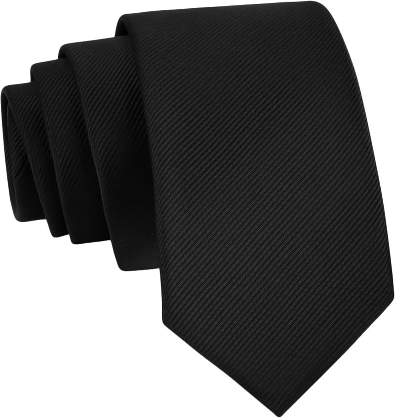 WOXVM Men's Ties Classic Solid Pure Color 3.15" (8CM) Mens Necktie, Premium Formal Black Ties For Men Business Wedding Party - Image 1